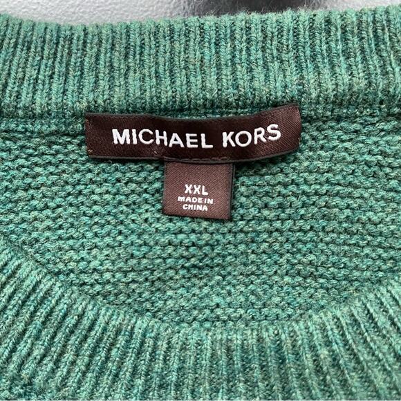 Michael Kors Merino Wool Crew Neck Sweater Mens XXL Green Fall Classic Luxury - Picture 5 of 12